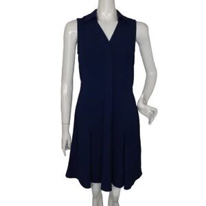 DKNY Dress, 4, Navy Blue, Half-button front/Collar, Sleeveless, Polyester